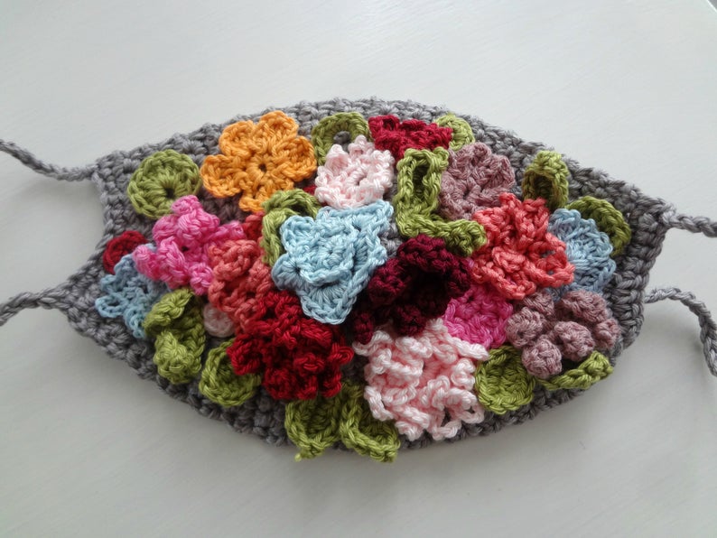 crochet flower face mask