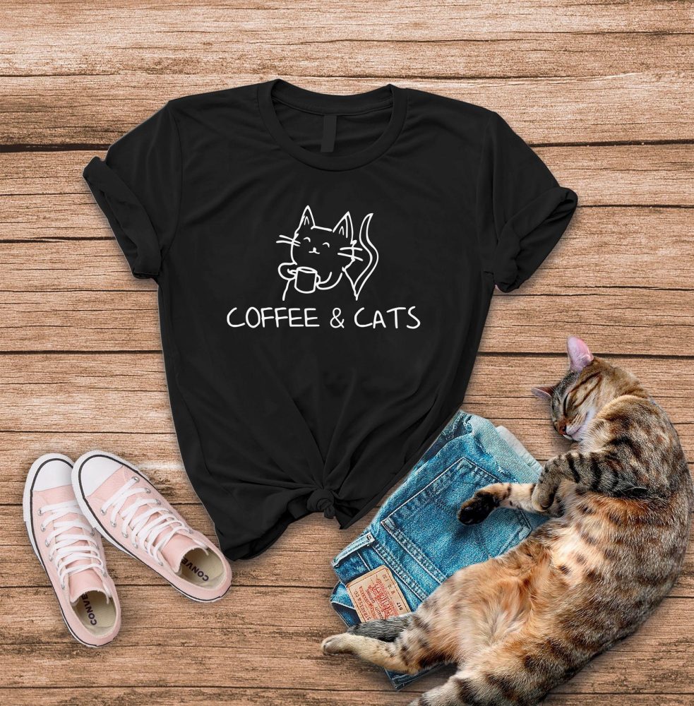 coffee and cats t-shirt