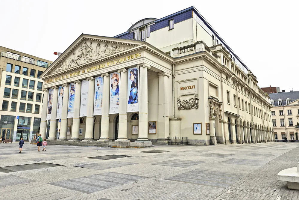 he square of the Royal Theatre la Monnaie in Brussels.