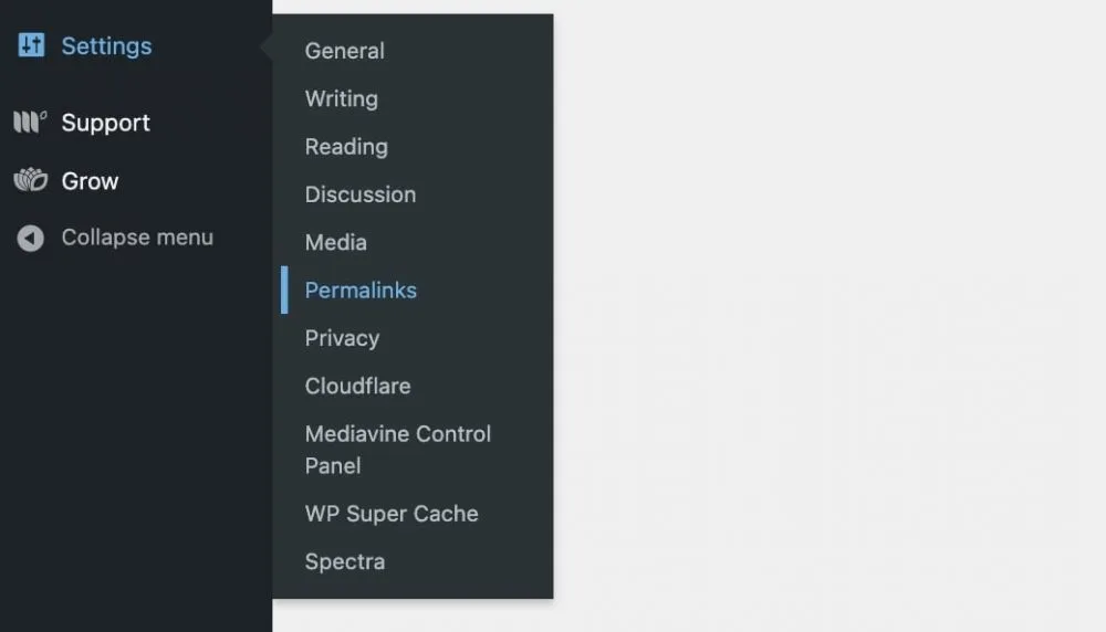 wordpress settings