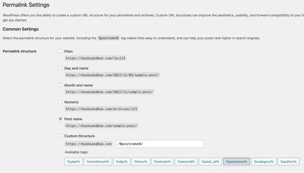 permalink settings