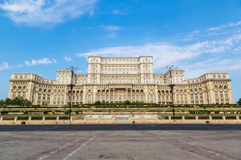 he Palace of the Parliament  in Bucharest, Romania
